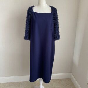 VLAVI Womens 56 (XL) Navy Blue Dress Fringe 3/4 Sleeve Formal